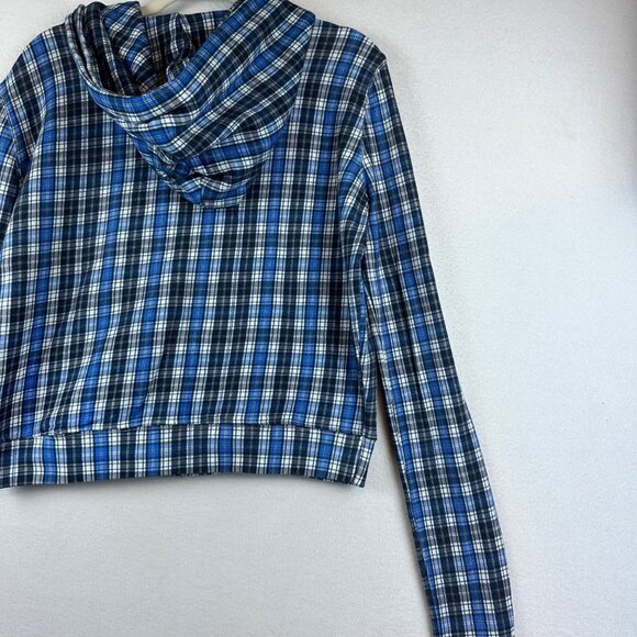 Frank and Eileen Tee Lab Zip Plaid Gingham Hoodie Womens Medium Fleece Preppy - Picture 12 of 13